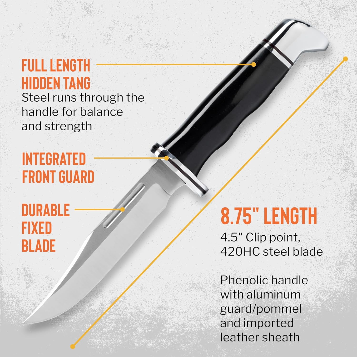 Buck Knives 117 Brahma Hunting Knife, 4-1/2" Fixed Blade, Phenolic Handle, 4.9 oz