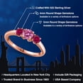 thumbnail image 2 of Gem Stone King 18K Rose Gold Plated Silver Pink Moissanite and Red Created Ruby Engagement Ring for Women | 1.00 Cttw | Round 5MM | Gemstone Birthstone | Size 6, 2 of 6