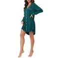 thumbnail image 4 of INSPIRE CHIC Chemise de Nuit à Manches Longues pour Femme, Col à Revers Cranté, Boutonnée, 2TG Vert Foncé, 4 of 6