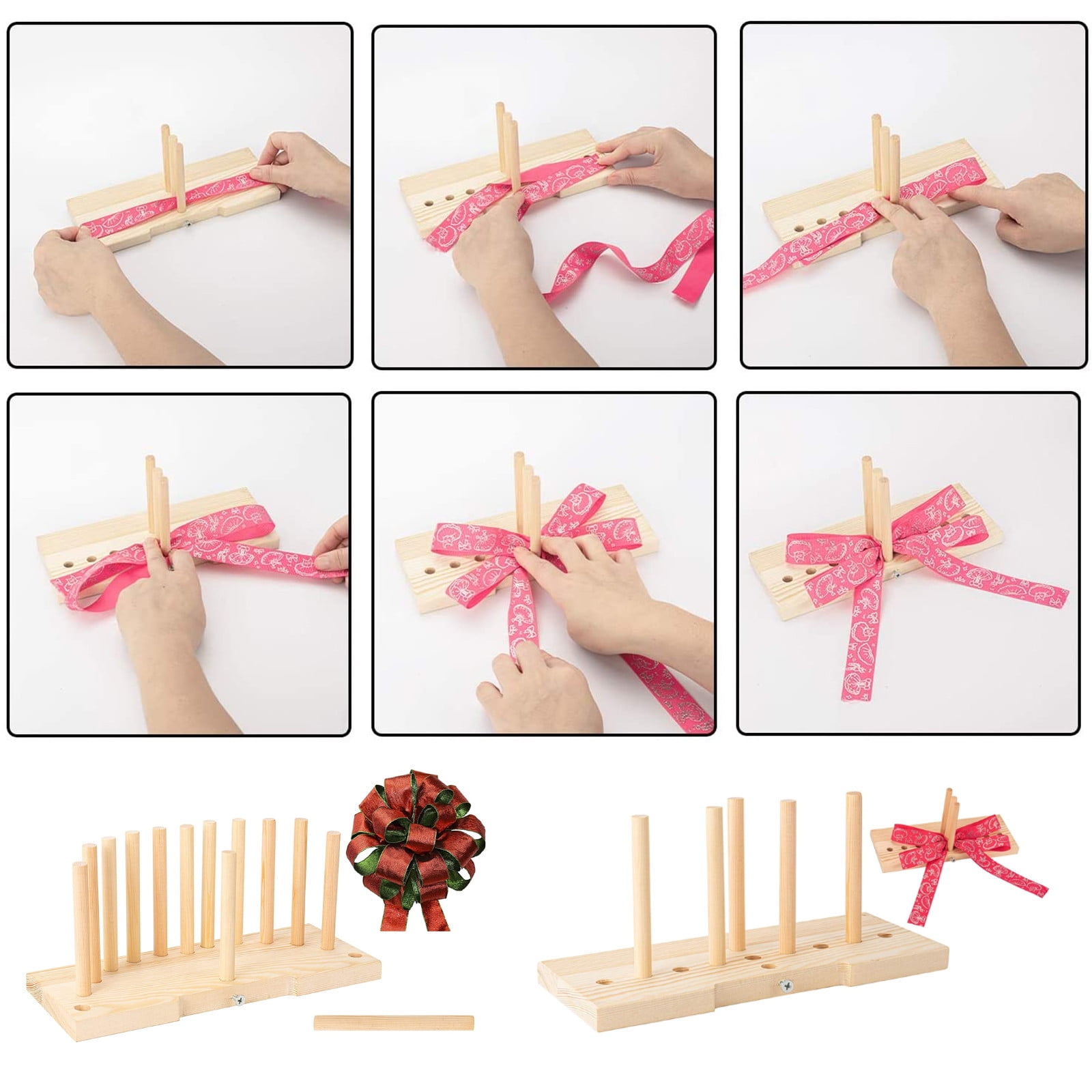  TEHAUX Bow Wood Tools Hair Bows Maker Christmas Bow Maker  Wooden Ribbon Maker Bow Maker Professional Bow Maker Ribbon for Crafts  Craft Bowknot Maker Major Crafting Supplies : Everything Else