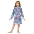 thumbnail image 6 of FORMRS Niños Bathrobe Unisex Hooded Robe Soft Plush Pajamas Sleepwear, Size 10-12T, Pink Marble Pattern, 6 of 7