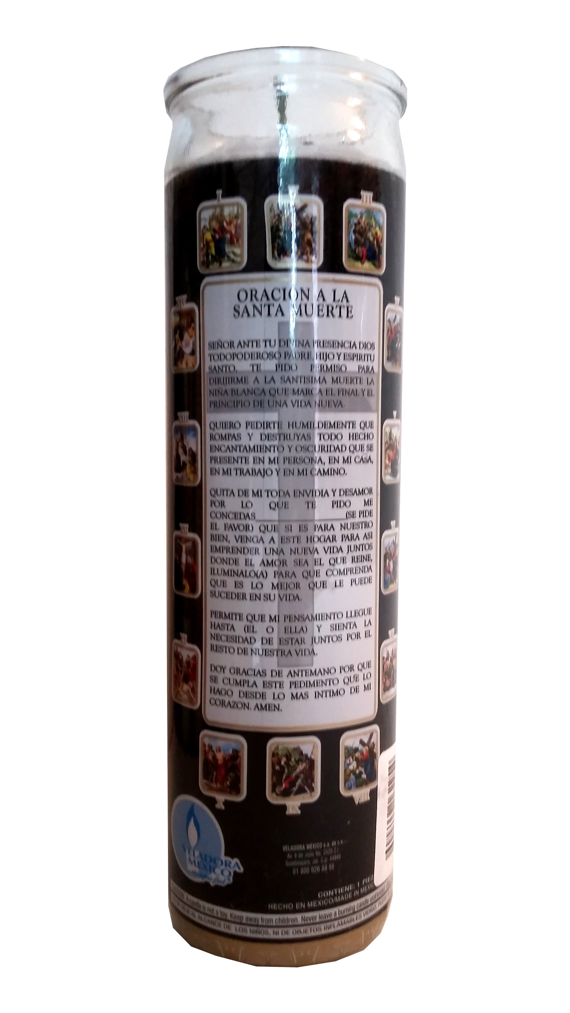 Santa Muerte Black Wax Devotional Candle (La Luz de Tu Fe) 
