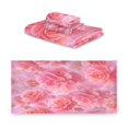 thumbnail image 2 of 3 Sizes of Towel Sets Including Bath Towel Hand Towel and Washcloth for Daily Use Pale Pink Roses Pattern, 2 of 8