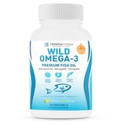 Terraform Nutrition Wild Omega 3 Fish Oil 2400mg - Burpless, Lemon Flavored Non-GMO, Gluten Free, Soy Free – 30 Day Supply