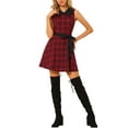 thumbnail image 2 of MODA NOVA Juniors Retro Peter Pan Collar Sleeveless A-Line Plaid Dress, 2 of 5