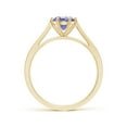 thumbnail image 2 of ANGARA Natural Tapered Shank Tanzanite Solitaire Ring with Diamonds in 14K Yellow Gold for Women (Size-6mm) | December Birthstone, Anniversary, Jewelry Gift for Women | Natural Tanzanite Ring, 2 of 9