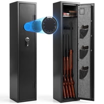 Naipo Gun Safe, Unassembled Gun Safe for Rifles and Pistols ,Gun Cabinet with LCD Keypad and LED Light, Long Gun Rifle Safe with Removable Gun Racks and Pistol Pockets,Dual Alarm