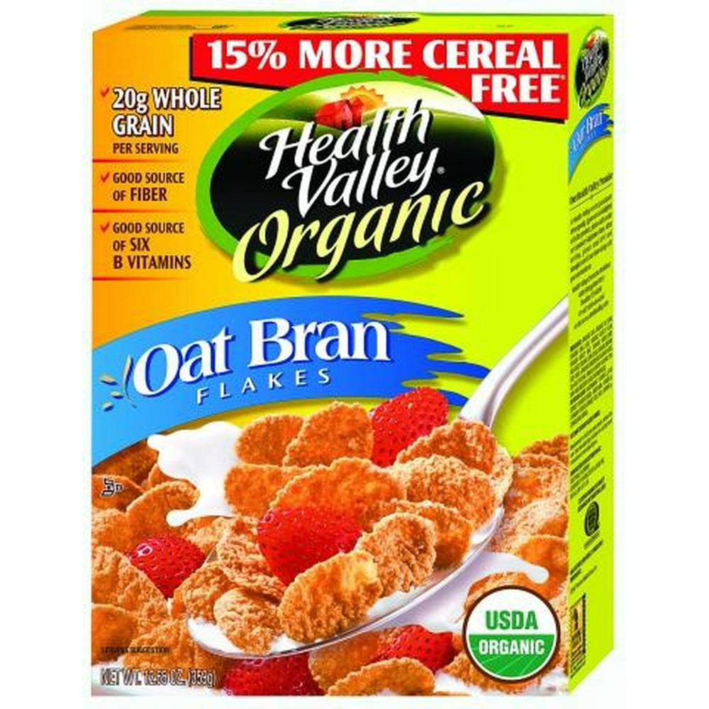 Health Valley Natural Organic Oat Bran Flakes, 12.65 Oz