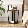 thumbnail image 4 of Patiojoy Round End Table 2-Tier Accent Side Table w/ Open Shelf Sofa Table w/ Metal Frame Industrial Nightstand Bedside Table, 4 of 9