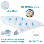 MERITLIFE Extra Thick Cooling Mattress Topper for Back Pain, 100% 400TC Waterproof Mattress Pad Cover - Down Alternative Pillow Top, Hotel Quality Hypoallergenic Queen Size, White