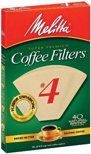 Melitta Cone Coffee Filters, Natural Brown, No. 4, 40-Count Filters