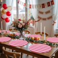 thumbnail image 5 of Pink Striped Round 15 Inch Placemats Set of 8, Modern Simple Monochrome Geometric White HeatResistant Non Slip Place Mats for Dining Table, Wipeable Braided Kitchen Table Mats for Housewarming, 5 of 9
