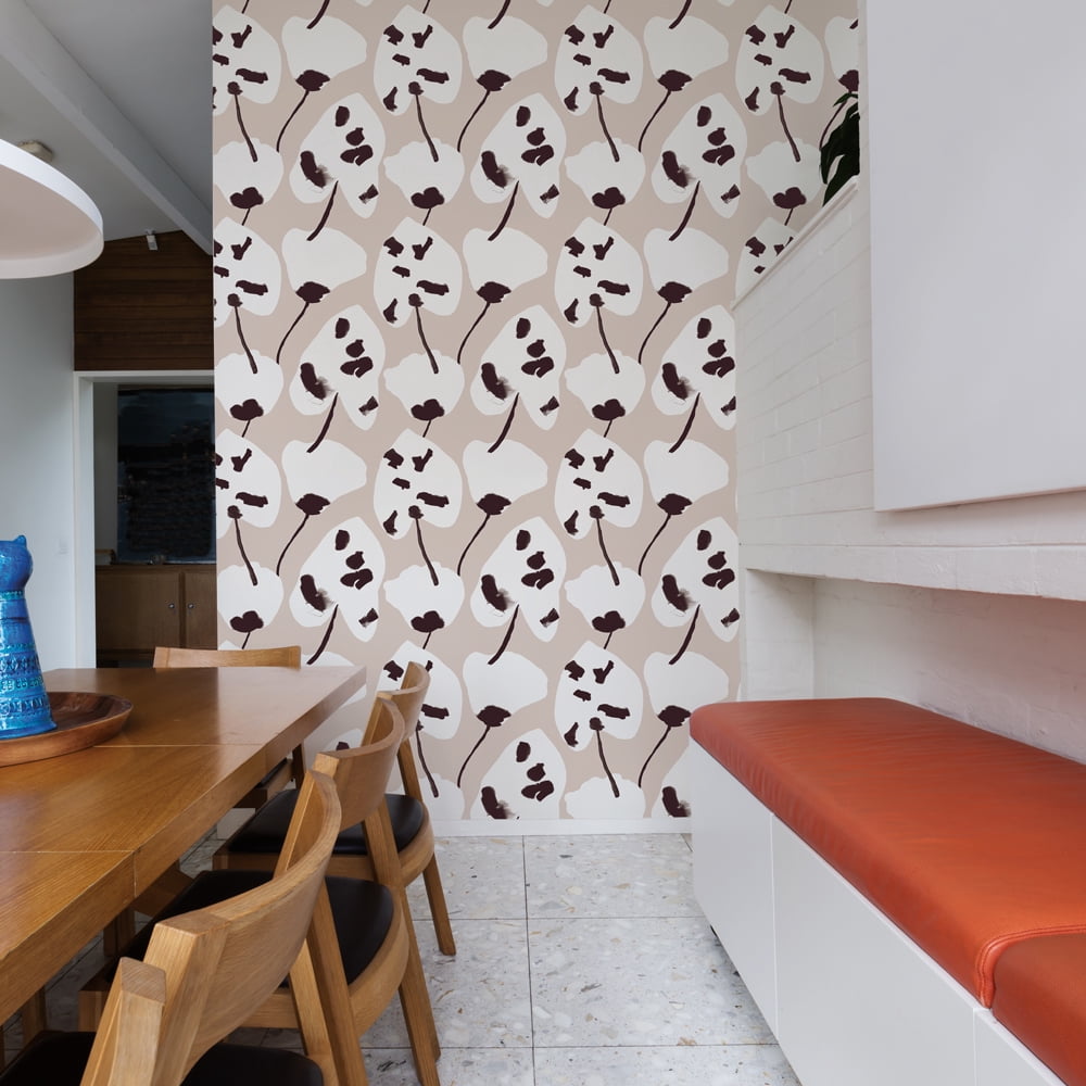 Tempaper Painted Palm Cocoa Chic Peel and Stick Wallpaper, 20.5" x 16.5'