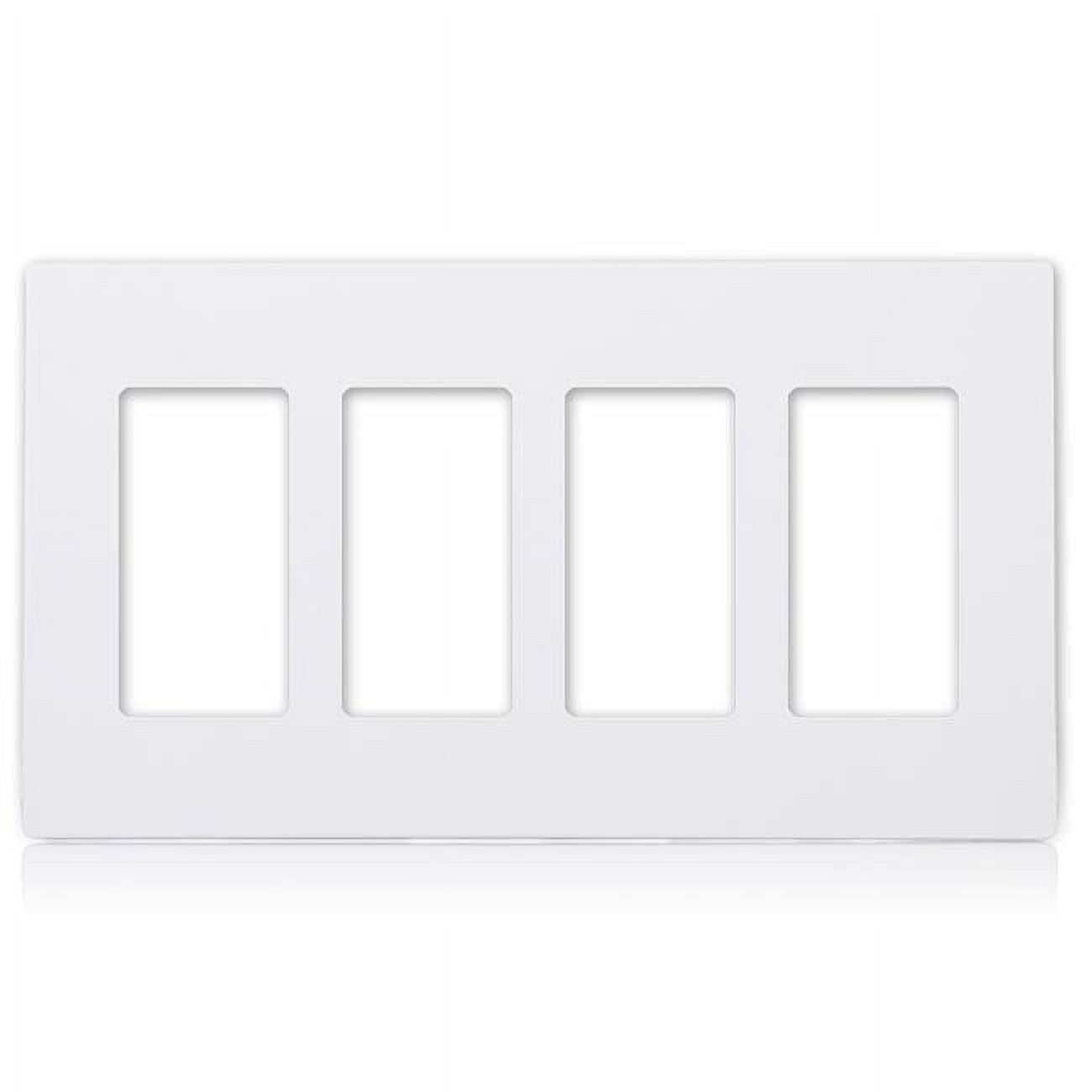 Maxxima 4 Gang Decorative Screwless Wall Plate, White (Pack of 10)