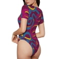 thumbnail image 3 of Haiem Colorful Snake Women's Crew Neck Short Sleeve Bodysuit Tops Stretchy Slim Basic-Small, 3 of 9