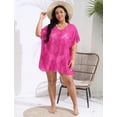 thumbnail image 4 of Plus Size Women's Sexy Lace Hollow See-through V-neck Slit Beach Dress Cover-up, 4 of 6