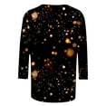 thumbnail image 3 of TSADFHJI Hauts à Col Roulé pour Femmes Manches Courtes T-Shirt Imprimé Brillant Col Rond Confortable Manches Trois-Quarts Décontracté m Orange, 3 of 4