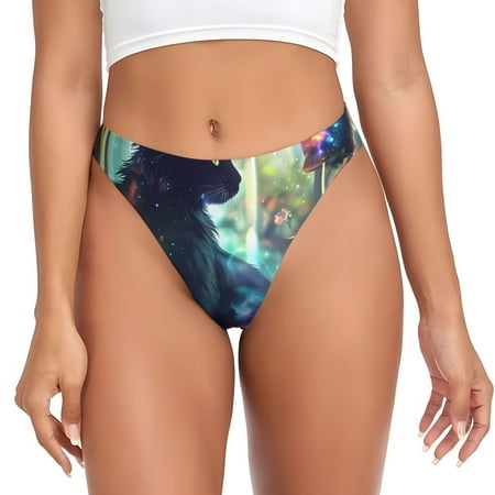 Rateoe Cosmic Cat In Window Pattern Seamless Women Underwear Thongs No Show Ladies Thong No Line Breathable Comfortable Panties Undies for Women-XX-Large