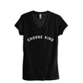 thumbnail image 1 of Choose Kind Women's Fashion Relaxed V-Neck T-Shirt Tee Heather Black Small, 1 of 2