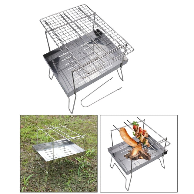 Parrilla de Barbacoa Portátil Plegable Compacta Estufa de Carbón Ahumador de Carne Fiesta de Campamento Jardín Patio Trasero Cocina Al Aire Libre Macarena Estufa de barbacoa