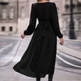 thumbnail image 4 of SMihono Women's Long Sleeve Pleated Maxi Dress V Neck Loose Fit Elegant Party Dresses with Slit Black 8, 4 of 5