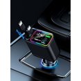 thumbnail image 1 of Cargador de coche EFFIFLOW, doble retráctil, USB C, 145 W, carga rápida, 1 of 6
