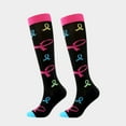 thumbnail image 2 of 6 Pairs Compression Socks Printed Design Colorful Knee High Socks for Sports Running ,Nursing,Ridding Stockings, 2 of 4