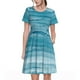 thumbnail image 1 of Fotbe Teal Turquoise Fluid Stripes Vestido Largo de Moda para Mujer, Vestido Tipo Camiseta con Manga Corta y Estilo Casual a Rayas y Bloques de Color, 1 of 6