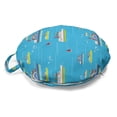 thumbnail image 1 of Marine Round Floor Cushion with Handle, Transportation Ships Sailing at the Sea Waves Sailing Doves Flying in Sky Cartoon, Pillow for Living Room & Dorms, 18" Round, Multicolor, by Ambesonne, 1 of 4