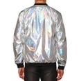 thumbnail image 3 of Lars Amadeus Holographic Baseball Jacket for Men's Zipper Disco Metallic Bomber Jacket, 3 of 4