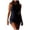 ☪342-Black, variant on Women's Solid Color Side Pleated Sexy Bodycon Tank Dress - Flattering Sleeveless Silhouette with Textured Detail for Curve-Hugging Style