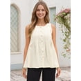 thumbnail image 2 of DARING DIVA Women's Linen Tank Tops Babydoll Sleeveless Shirts Peplum Blouse M Beige, 2 of 8