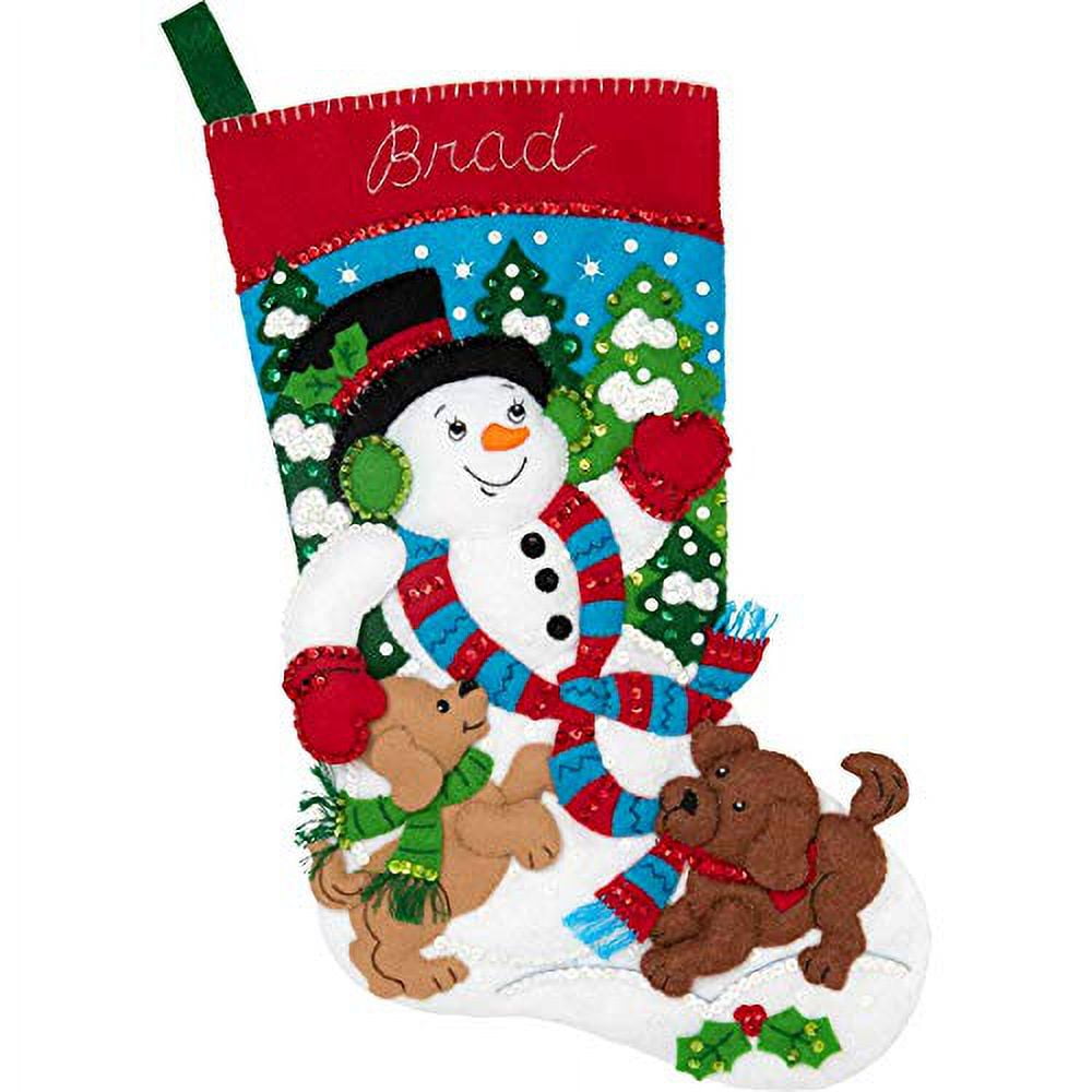 Bucilla Snowman & Puppies 18 in Multicolor Felt Stocking Kit