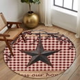 thumbnail image 2 of Round Rugs 7Ft, Texas Star Farmhouse Round Area Rug Washable Indoor Throw Carpet, Rustic Red Plaid Berry Wooden Large Non Slip Circle Rug for Dining Room Playroom Home Decor Aesthetic, 2 of 8