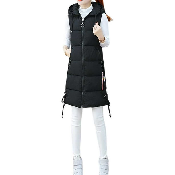 Jumpingount Chaleco suelto con capucha para invierno y otoño, abrigo portátil a prueba de viento, ropa, accesorio de vestir cálido, actividad Abrigos y chamarras Negro SG