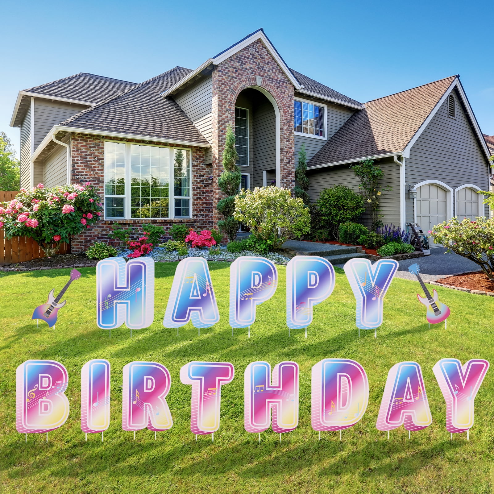 Premium 15 Pack Happy Birthday Yard Sign Lawn Sign with Stakes Weather Corrugated Plastic Outdoor Birthday Party Decoration