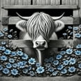 thumbnail image 3 of Ambesonne Rustic Duvet Cover Set, Monochrome Farmhouse Cow, King, Grey Black and Blue, 3 of 6
