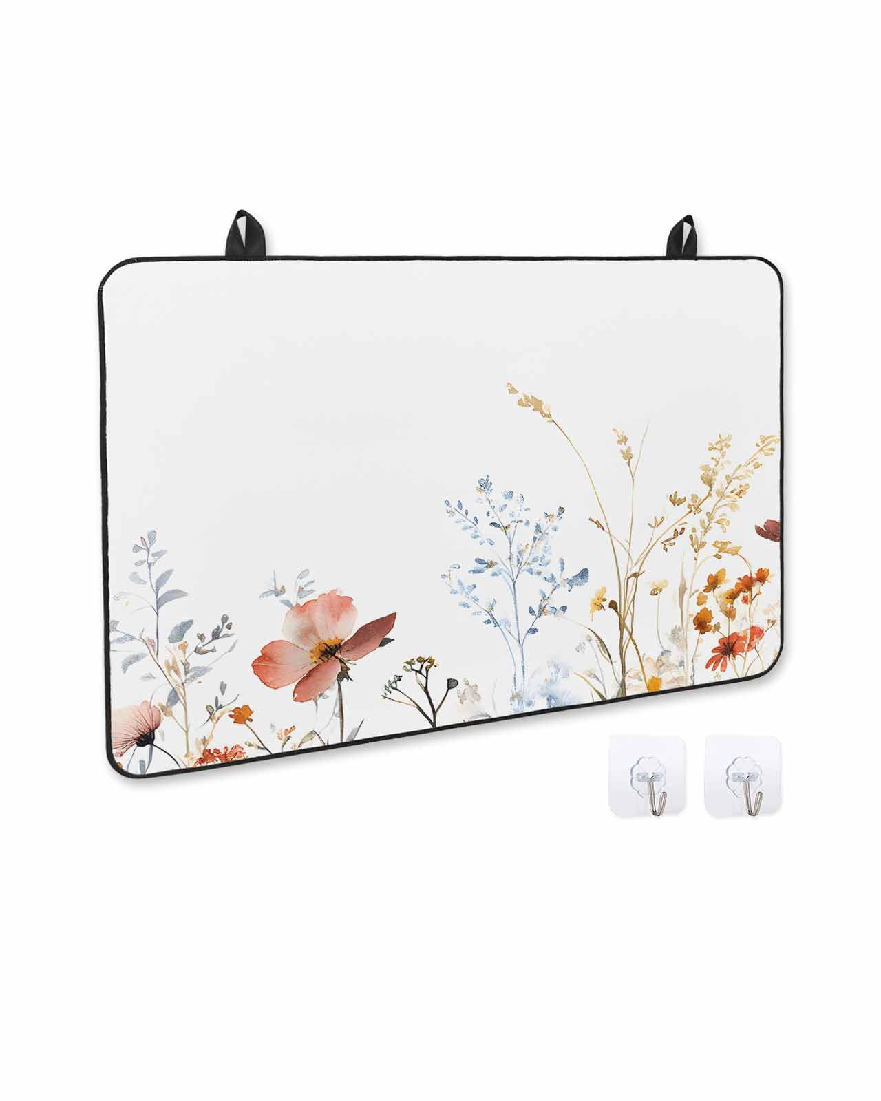 nqOlkjepod Large Induction Cooktop Protector Mat 24"x21", Colorful Flowers Stove Top Covers for Electric Stove, Botanical Garden Florals Herbs Plants Stove Burner Cover Mats, Glass Top Stove Cover