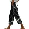 thumbnail image 2 of Xuyuer Women Linen Pants Summer Casual Drawstring Elastic Waist Pants Lightweight Capris Beachwear, 2 of 5