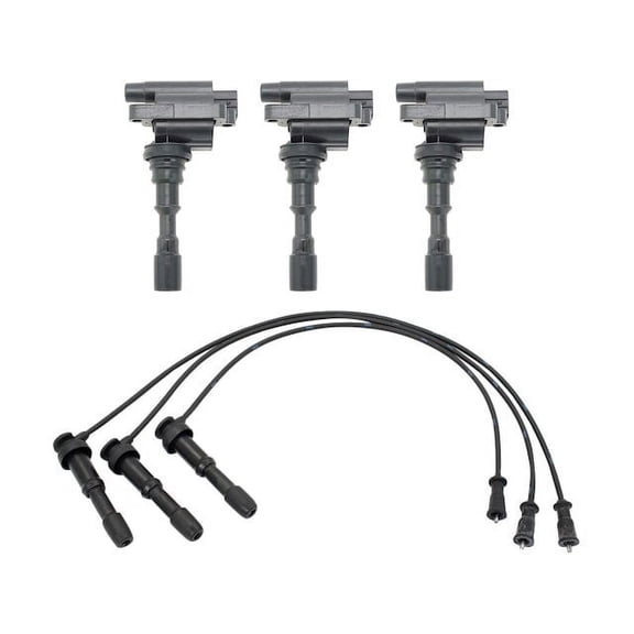 Ignition Coil and Spark Plug Wire Set 4 Piece - Compatible with 2003 - 2005 Hyundai XG350 2004