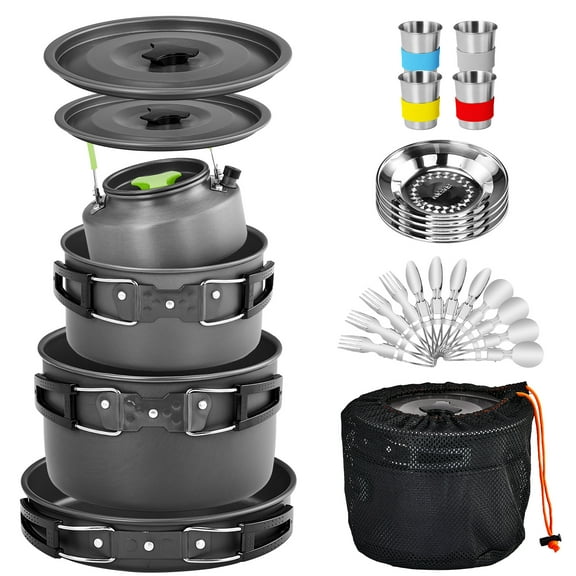 Ktaxon Camping Cookware Set Outdoor Cooking Kit for 2-4 People Cookware