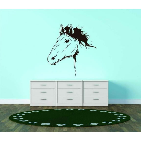 Custom Decals Horse Head Wild Equine Kids Boy Girl Teen Dorm Room Children 15x15