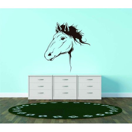 Do It Yourself Wall Decal Sticker Horse Head Wild Equine Bedroom Decoration Kids Boy Girl Teen Dorm Room Children 15×15