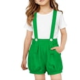 thumbnail image 3 of CPNG Girls Summer Solid Color Overalls Shorts Casual Loose Sleeveless Romper Suspender Short Jumpsuit(Green,15-16 Years), 3 of 5