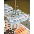 thumbnail image 2 of Outdoor Tablecloths with Umbrella Hole & Zipper, Blue Beach Coastal 60x60 Inch Square Tablecloths, Nautical Shell Starfish Coral Summer Waterproof Table Cloth, Patio/Pool/Picnic Table Covers, 2 of 8
