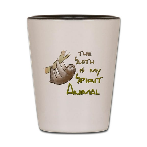 CafePress - The Sloth Is My Spirit Animal - White/Black Shot Glass, Unique and Funny Shot Glass