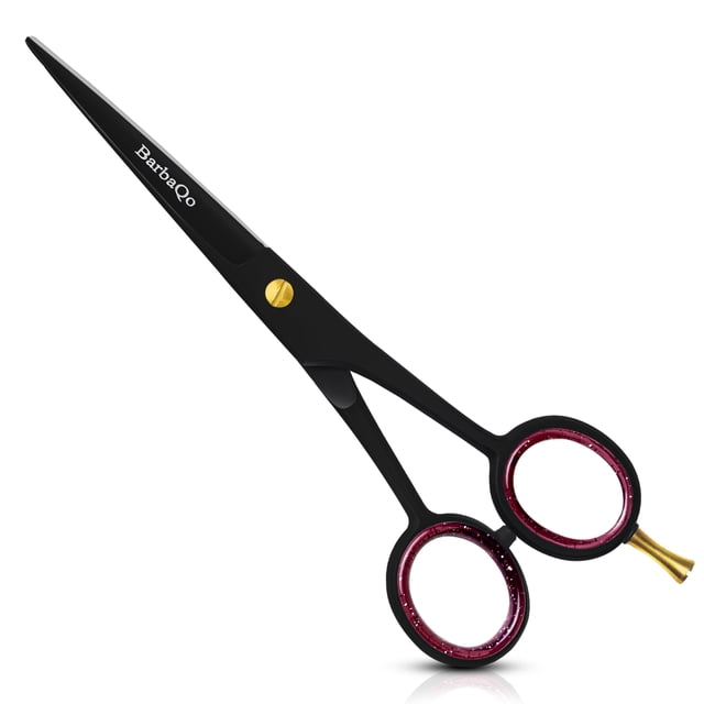 Tijeras de corte de pelo de 6.5 in – Tijeras de pelo BarbaQo con hoja afilada de afeitar de acero inoxidable de alto carbono Tijeras de peluquero para peluqueros profesionales, hombres, mujeres y adul