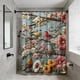 thumbnail image 5 of Yhmxh Decoración del baño Cortina de ducha con estampado de bordado falso, sin perforaciones, impermeable, especial para baño, resistente al agua y al moho. Gabinete de almacenamiento de baño, 5 of 5