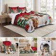 thumbnail image 6 of Quilts Twin Size Bedding Set, Red Christmas Lightweight Quilted Comforter, Snowman Elk Xmas Tree Snowflake Soft Reversible Bedspread Coverlet with Pillow Covers for All Season, 68" x 86", 6 of 9
