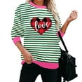 thumbnail image 5 of ICHUANYI Womens Striped Heart Print Oversized Sweatshirt Color Block Crew Neck Long Sleeve Casual Loose Pullover Top Sweatshirts, 5 of 6
